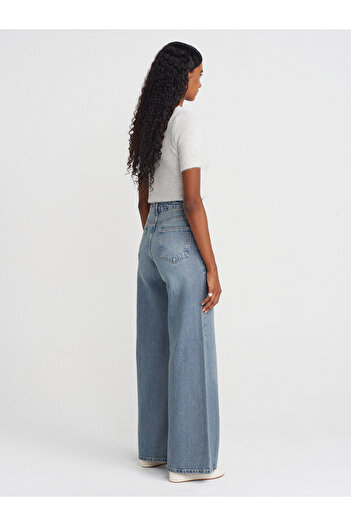 Dilvin 72039 Pantaloni largi din denim - albastru