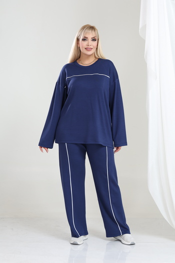 şuranur Women's Plus Size Osho Style Modal Fabric Long Sleeve Ribbed Comfortable Casual Set