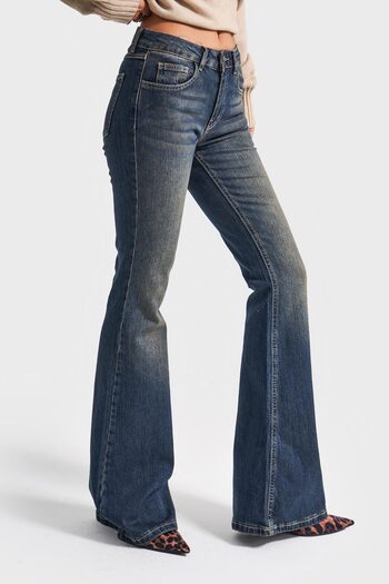 its basic Women's T.Kot Color 2W5-8 Mid Rise Flare Fit Inner Length 83cm Stretchy Fabric Denim Jean