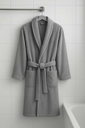 YÜNTEKS 100% Cotton Bathrobe, High Water Absorbency, Gramage Bathrobe, Single Bathrobe