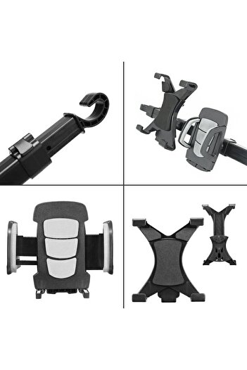 SOHO Auto Headrest Mount with Dual Clamp and 360 Rotation, Black