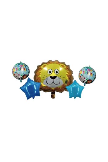 Bibilel Set 5 Balloons Happy Birthday, Lion Character, Multicolor, JMB-BBL6480