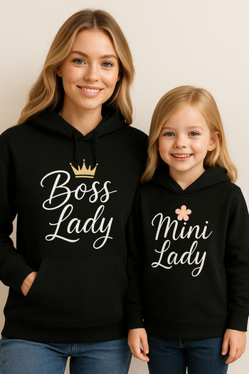 SVART WEAR Mother Daughter Matching Mama Mini Twin Cotton Hoodie (Children's Without Pockets) Hooded Sweatshirt Single Price