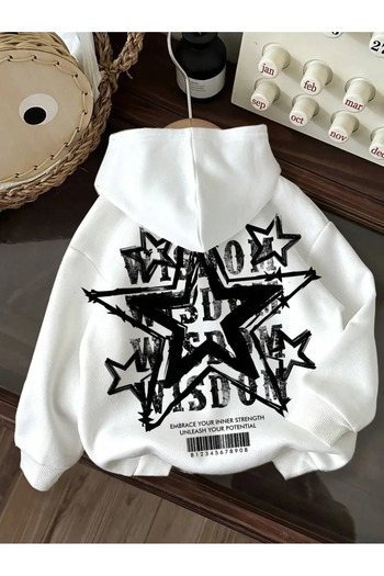 Touz Moda Світшот з капюшоном Streetwear з принтом, унісекс, оверсайз