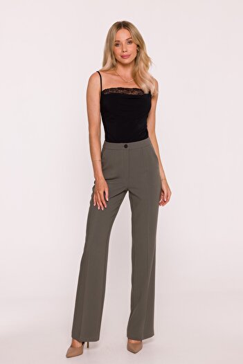 Stylove Women's wide-leg trousers with creases