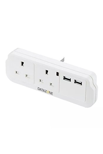 Datazone Power Socket Adapter 2way With 2USB Charger