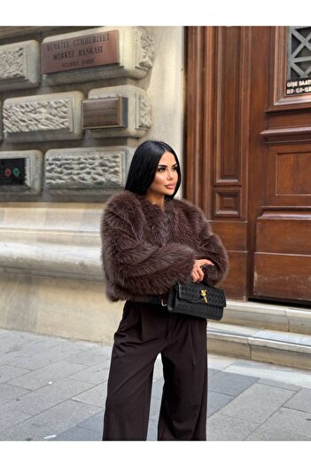 manana fashion Розкішне м'яке жіноче пальто з хутра преміум-класу