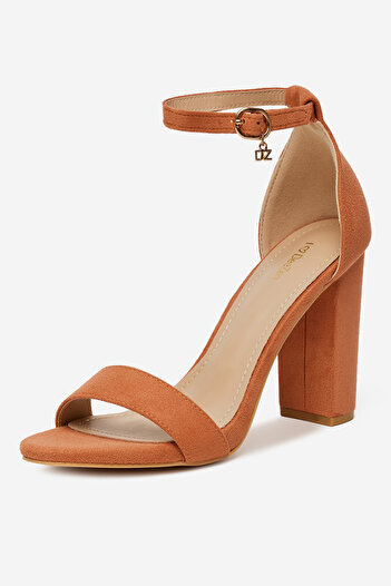 DeeZee Women's Sandals on a block low orange block 39