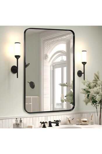 Elindor Oglindă dreptunghiulară ®, margini rotunjite, reflexie HD, sticlă premium, 75x55 cm, neagră