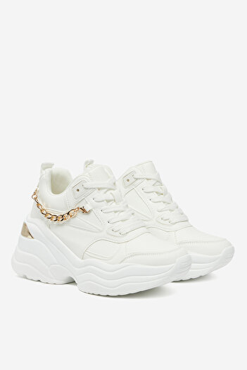 DeeZee Women's low sneakers white wedge, platform 37