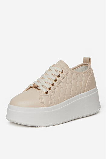 DeeZee Women's Sneakers low beige flat, with platform 40