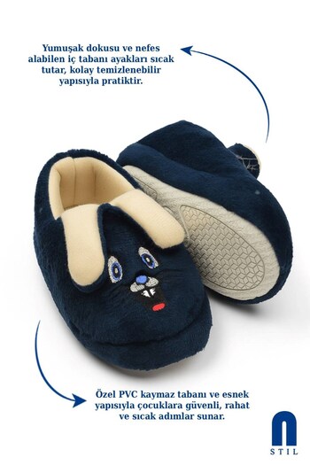 Nstil Daily Girl Boy's Slippers Rabbit Figured Patterned Sole Soft Flexible Nursery Shoes Home Boots 361