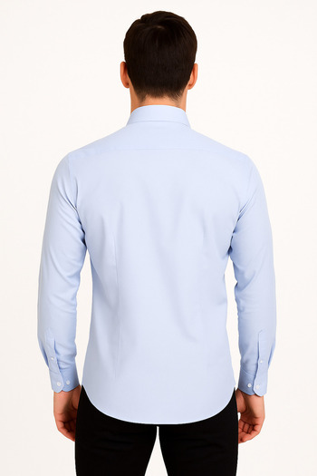 ModaPlaza Ανδρικό πουκάμισο με μακρύ μανίκι σατέν slimfit