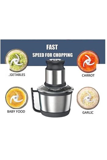 Generic Electric Meat Grinder 3L Stainless Steel Chopper for Meat Vegetables Fruits Nuts with 4 Blades