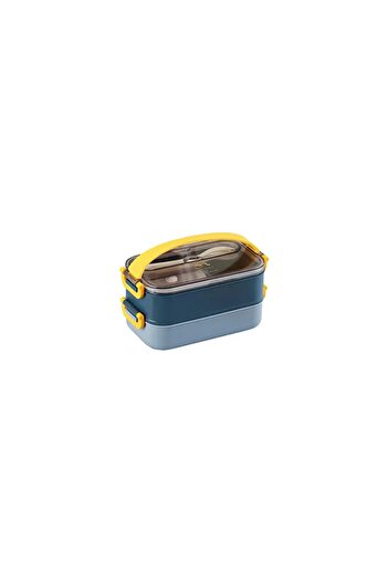 Vagonlife Double Layer Stainless Steel Lunch Box Storage Container Food Container 1500ml Blue Xc-465