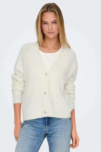 ONLY Women's Onlella Buttoned Long Sleeve Knitted Cardigan 15259564 Ecru