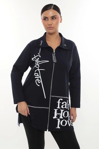 Lady Majestic Cotton Zippered Plus Size Women's Cardigan – Casual Sports Stylish