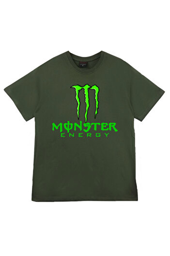 fame-stoned Monster Energy Printed Unisex 100% Cotton Khaki T-Shirt