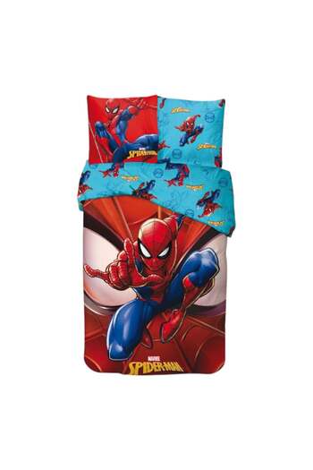 SPIDERMAN Bed linen set, 100% cotton, 2 pieces, 140x200 cm, 65x65 cm, red, Happy,