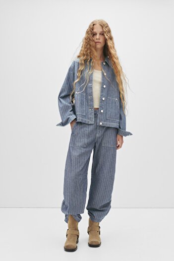 Pull & Bear Çizgili balon jean