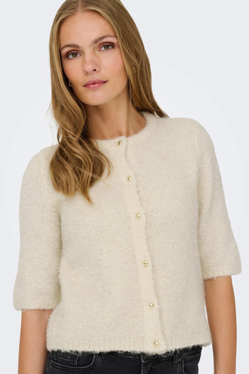 ONLY Women's Onlcılle Short Sleeve Wool Knitted Cardigan 15350782 Cream