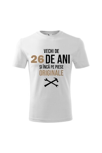OEM Men's personalized t-shirt, white, 26 years old and still on original parts, S