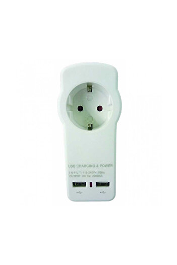 MAKALON Home Adapter Socket Schuko with Charger, 2xUSB 2.1A,