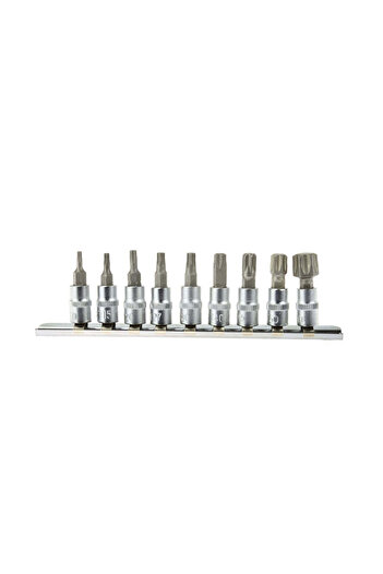 GEKO Set of 9 Torx Socket Wrenches, T10-60 1/4" CRV, G13550