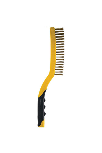 Topmaster Wire Brush with Bi-material Handle and Scraper, 3 x 19, Brass, Topmaster, 390803
