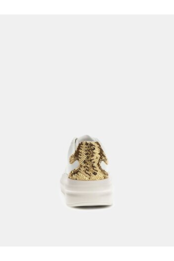 Guess Elbina10 Women's White Gold Leather Sneaker Flfe10Ele12-Whigo