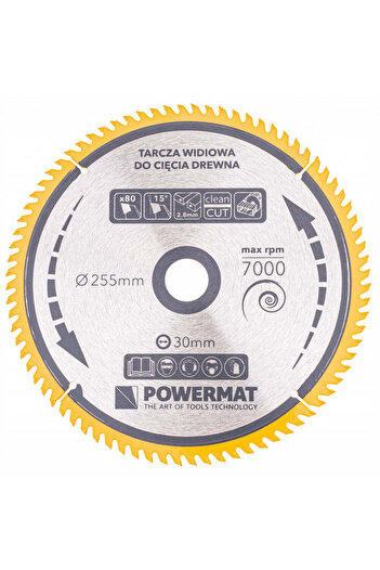 Powermat Disc circular pentru lemn TDD-255 x 30 mm 80 dinti, PM0900