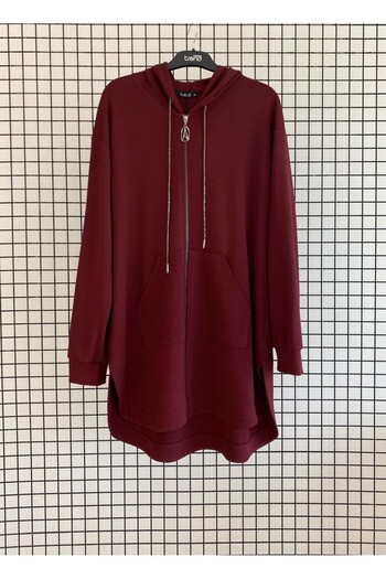 Armine Zippered Kangaroo Pocket Hooded Tunic Autumn-Winter