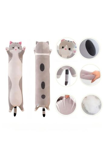 Impact Vision Plush cat toy, pillow type, length 50 cm, gray color, Impact Vision®