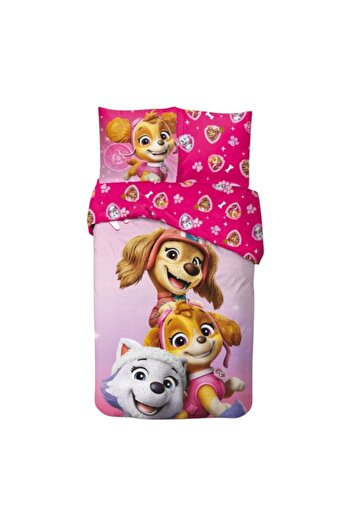 PAW PATROL Bedding set, 100% cotton, 2 pieces, 140x200 cm, 65x65 cm, pink, Happy, Paw Patrol