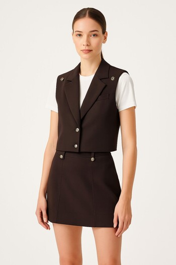 centilmen Unique Button Detailed Zero Sleeve Vest 268001 Brown