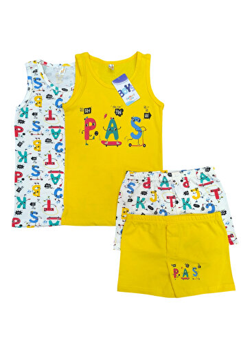 elmas kids Boys' 100% Cotton 2-Piece Undershirt and 2-Piece Boxer Set