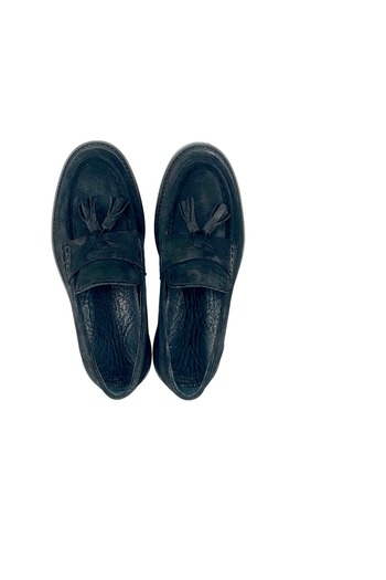 Oneka Shoes Men's Casual Loafer Tasseled Black Suede 420525Bv1800