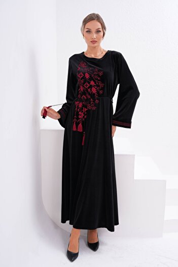 EL jadida Women's Plus Size Velvet Hijab Dress