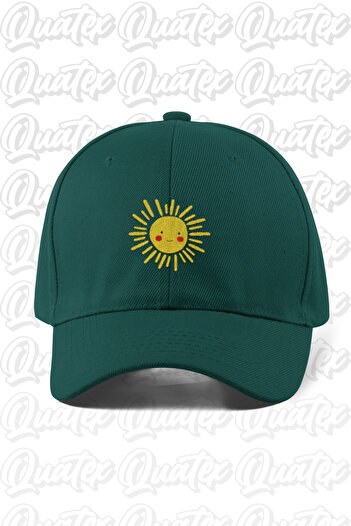 QUATEX Sun Embroidered Hat – Green 100% Cotton Gabardine Unisex Model
