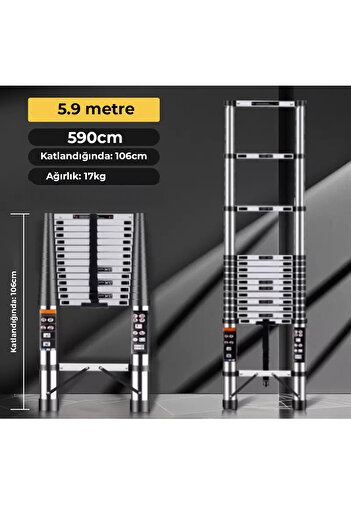 ROBO Paslanmaz Çelik Katlanır Merdiven 5.9 Metre