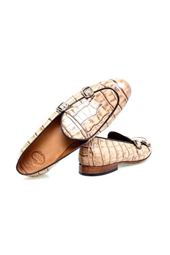 FRANCO CALVANI Beige Color Laceless Genuine Leather Men's Shoes