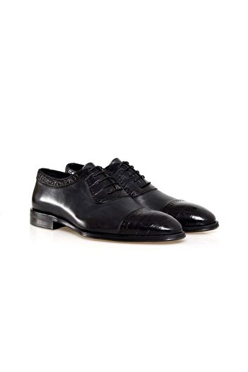 FRANCO CALVANI Navy Blue Color Lace-Up Khaki Genuine Leather Men's Shoes