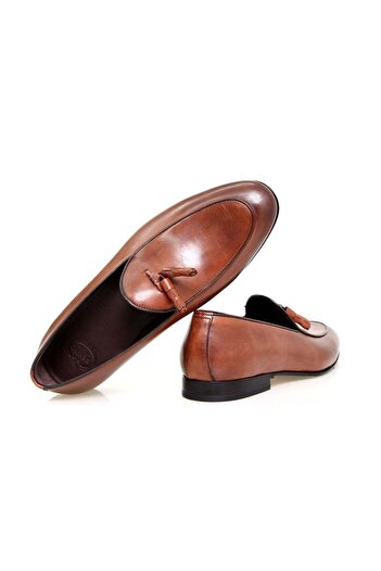 FRANCO CALVANI Brown Laceless Genuine Leather Men's Shoes
