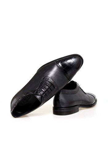 FRANCO CALVANI Navy Blue Color Lace-Up Khaki Genuine Leather Men's Shoes