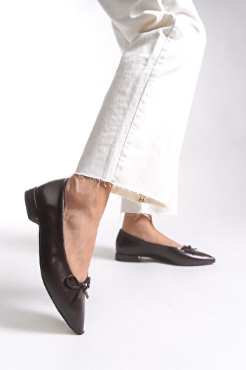 Riccon Women's Pointed Toe Ballerinas 0012502 Brown Skin