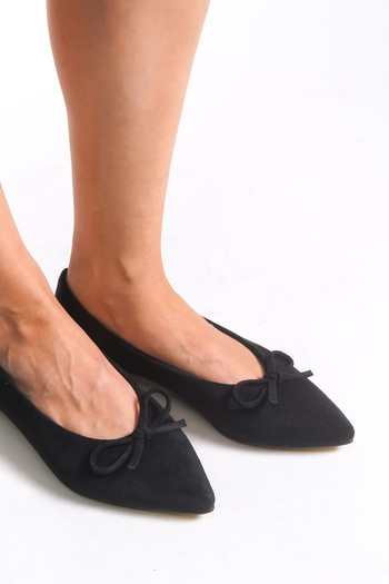 Riccon Women's Pointed Toe Ballerinas 0012502 Black Suede