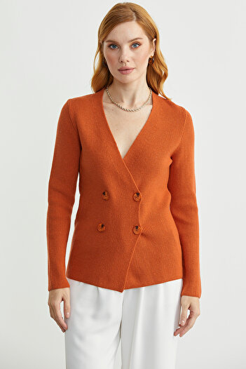 Sementa Masculine Double-Breasted Knitwear Jacket - Orange