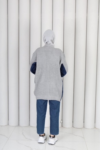 LUCKY COLLECTİON Oversize Off-Shoulder Women's Knit Cardigan Jacket with Pockets