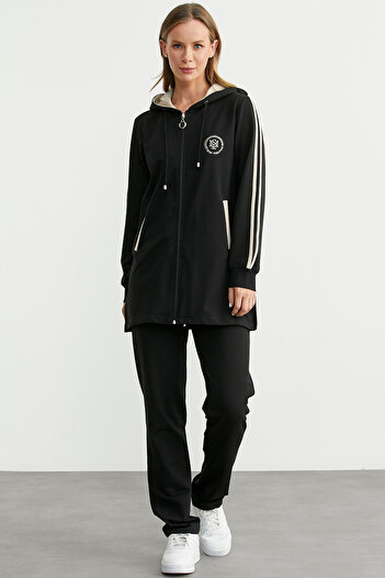 Sementa Hooded Full Zip Tracksuit - Black