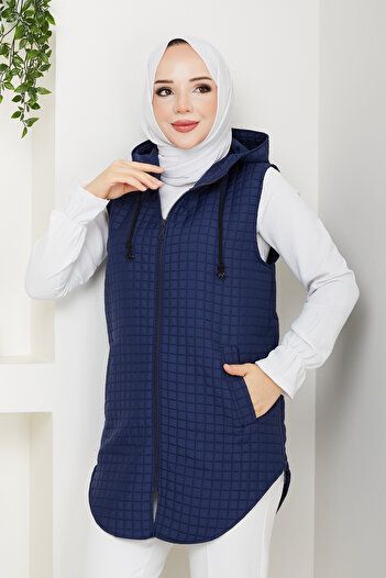 Pamuk Butik Women's Quilted Vest with Side Zipper Pockets